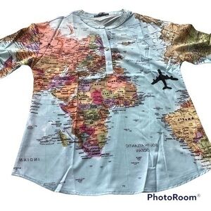 BNWT WORLD MAP BLOUSE Size Small